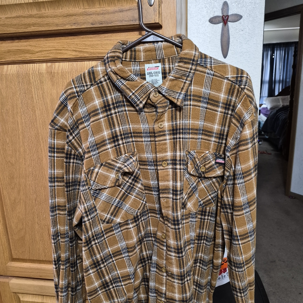 Dickies Brown Plaid Flannel Shirt